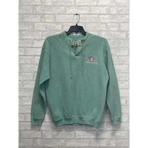 Vintage Lake Tahoe Outfit USA by Diport Henley Sweatshirt Mens Size M Teal Green